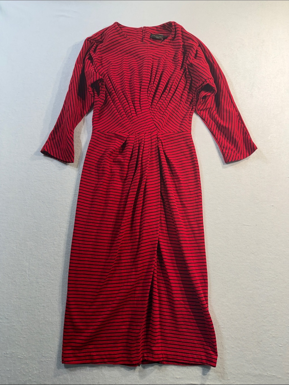 Vintage 90’s Wrap Waist Striped Long Sleeve Midi Knit Dress